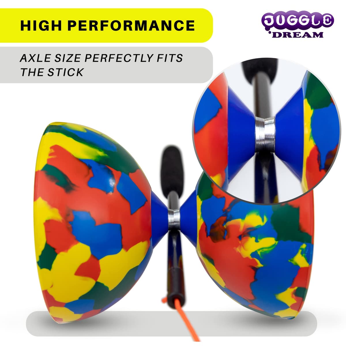 Juggle Dream Jester Diábolo Set para Malabares - Diábolo con Eje Fijo con Palos de Fibra y Vídeo de Aprendizaje en Línea (Multicolor) — view 3