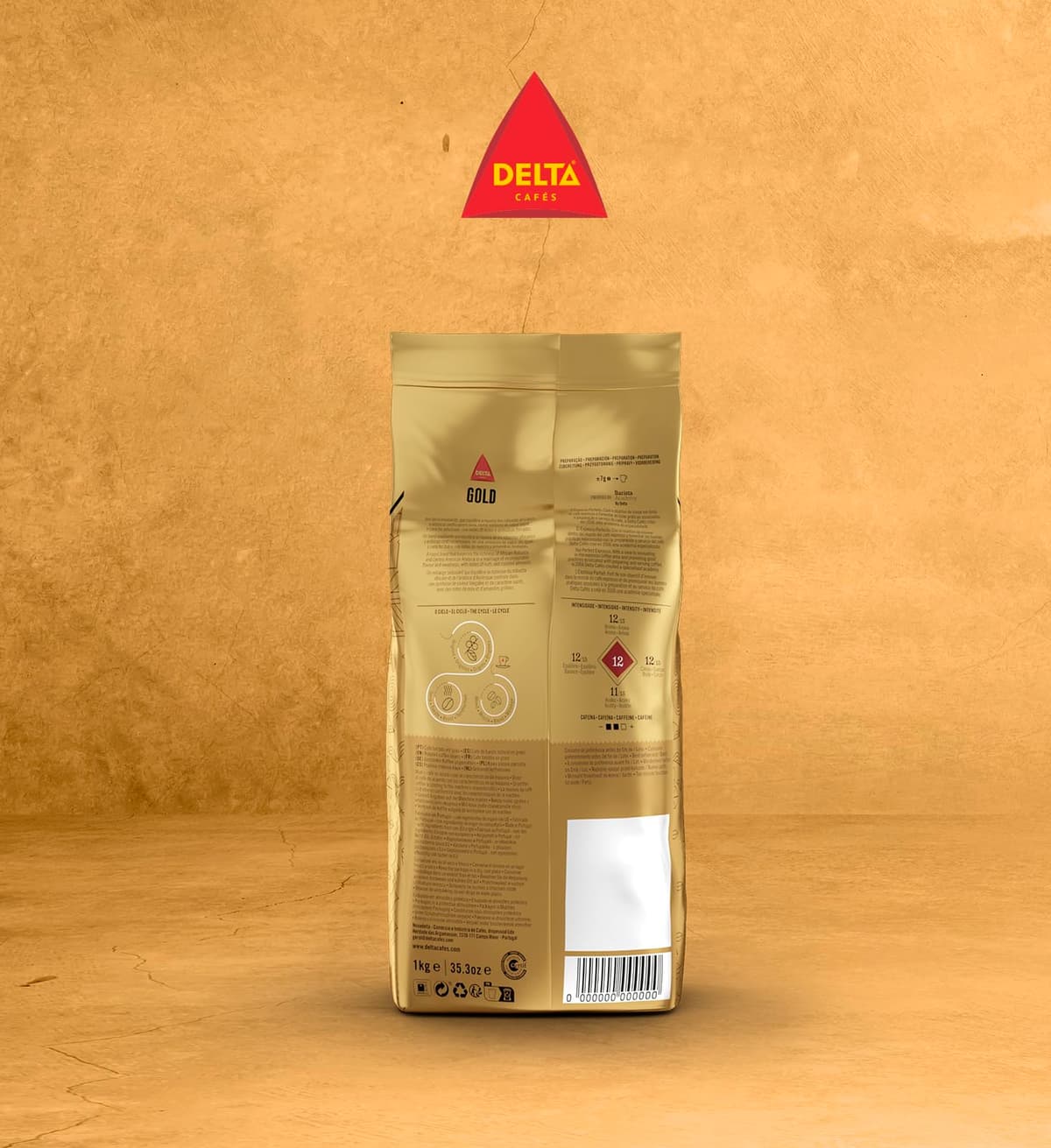 Delta Cafés - Café en Grano Gold - 1 Kg - Intensidad 12 - Mezcla de Granos de Café Tostados Arábica y Robusta - Muy Aromático con Notas de Cereales y Palomitas — view 4