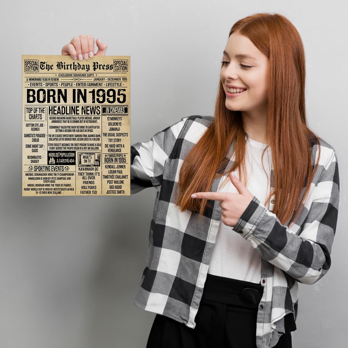 Stuff4 31st Birthday Poster Unframed - Born In 1995 Vintage Newspaper - Happy 31st Birthday Gifts for Women Men Retro Back In 1995, 8x10 Inch Decor Decoration Bday Party — view 6