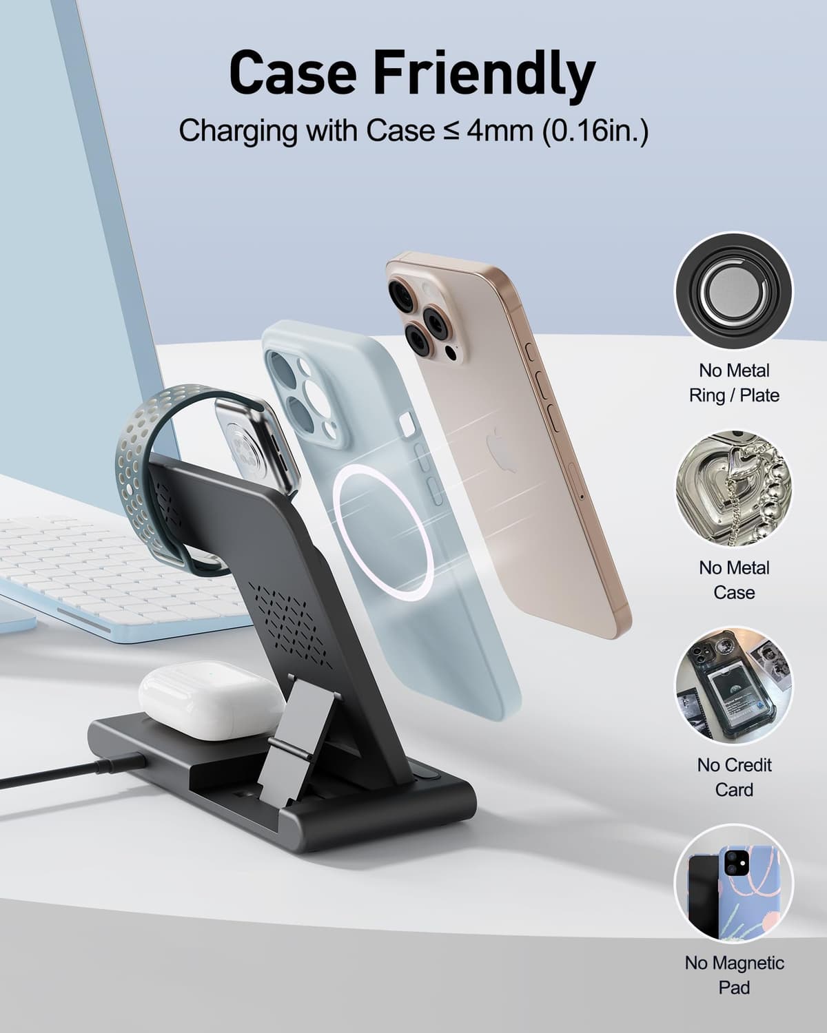 RYND 2026 Travel Portable Wireless Fast Charger for Apple & Android Charging Station,3 in 1 Charging for iPhone17 16 15 14 13 12,Apple Watch Series & Air pods 4 3 2 Pro,Samsung Galaxy — view 5