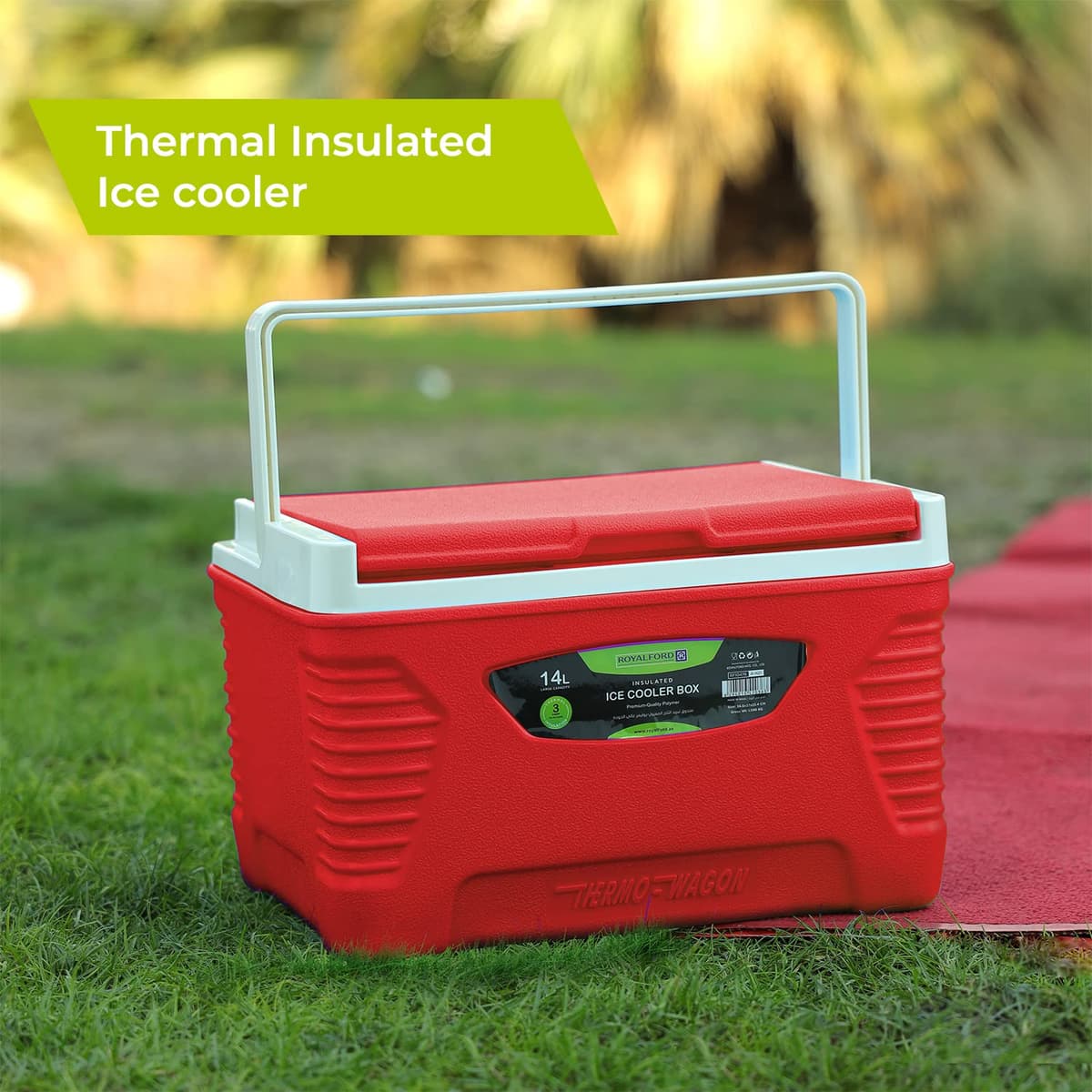 Royalford Insulated Cooler Box - Hot/Cold Freezer Box with Integrated Lock Lid and Carry Handle - Ideal for Beach and Picnic — view 5