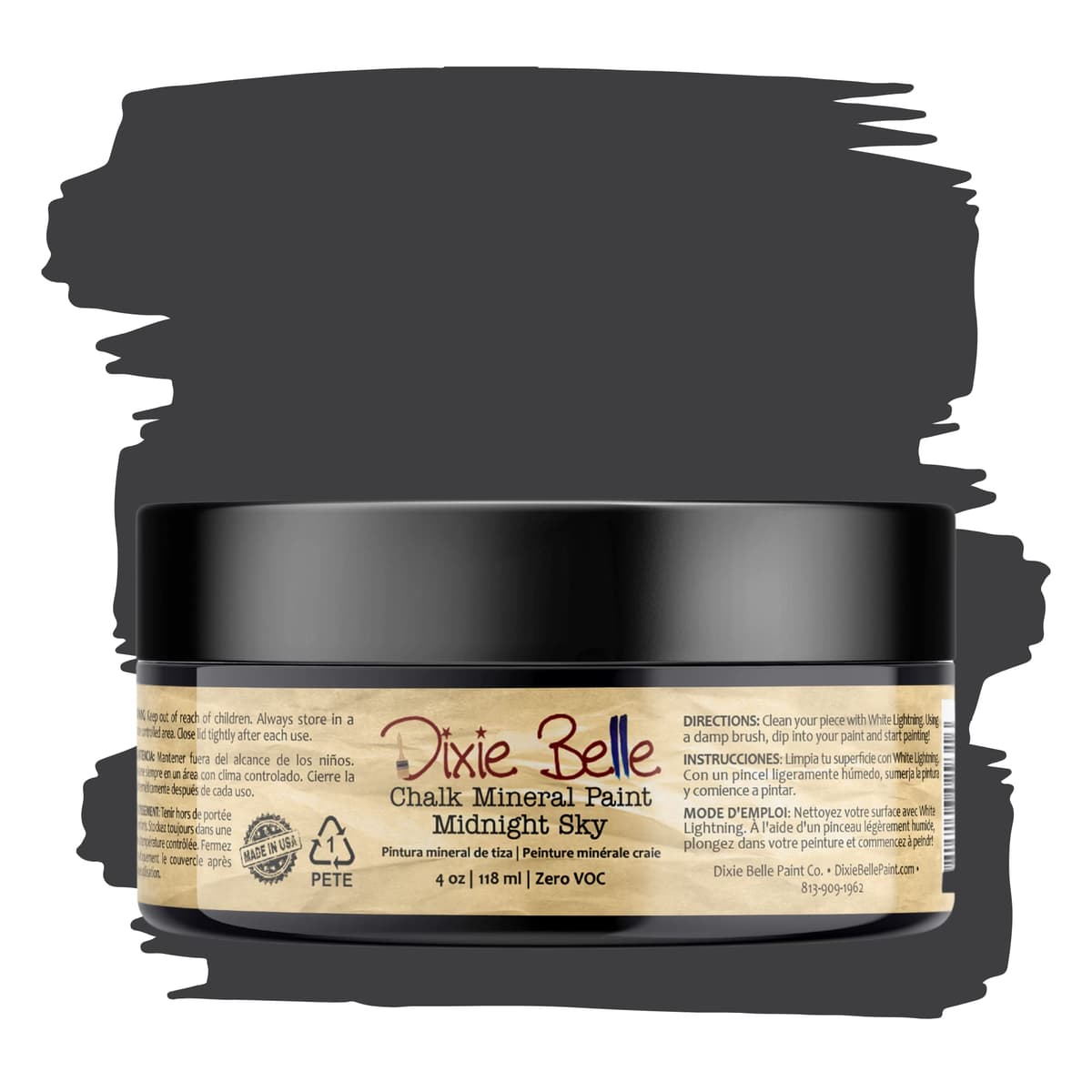 Dixie Belle Paint Company Chalk Finish Furniture Paint - Caviar (32oz) - Matte Black Chic Chalk Mineral DIY Furniture Paint — view 19