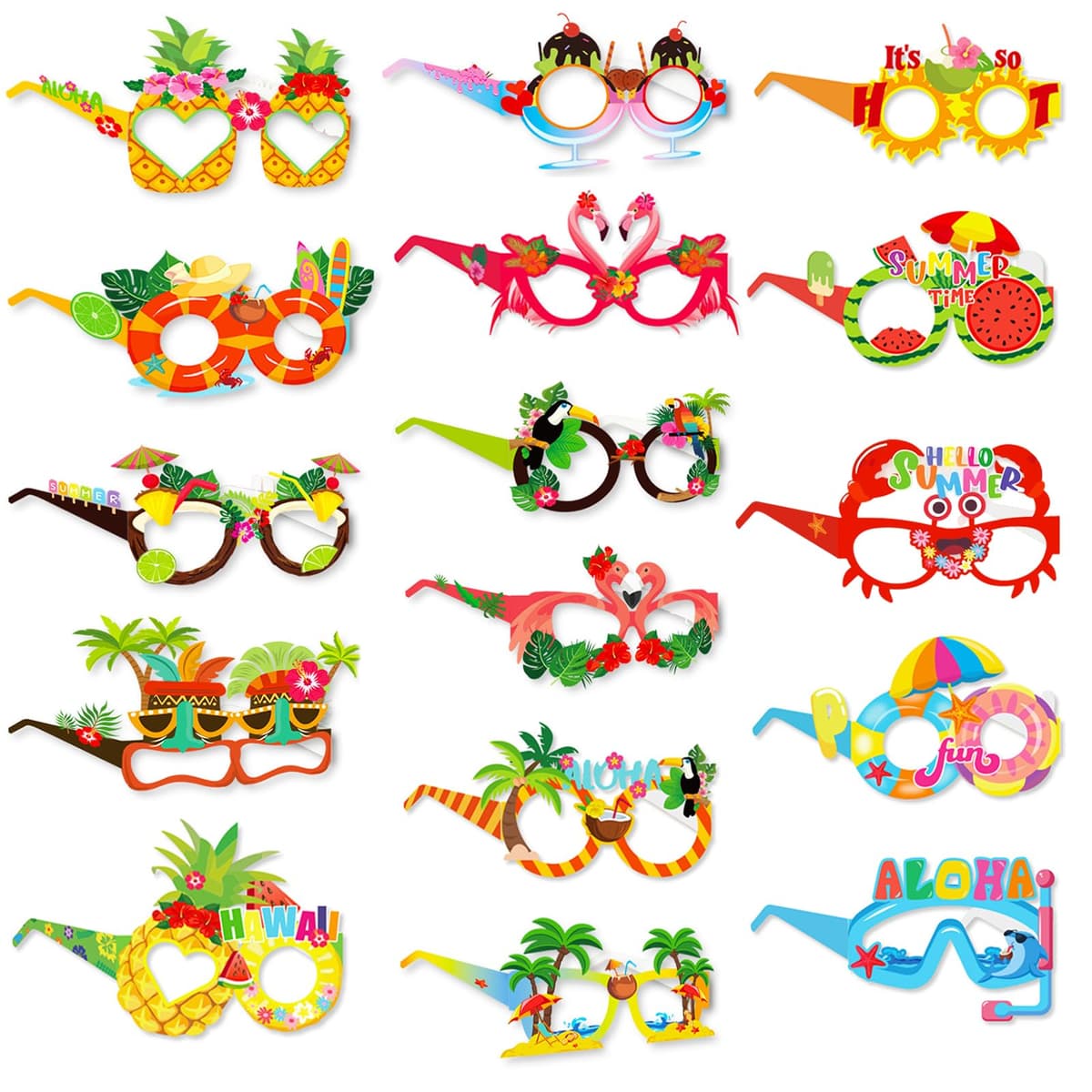Hawaiian Party Decorations Set - 12 Hawaiian Garlands & 16 Paper Glasses for Summer Beach & Festival Themed Party Accessories — view 2