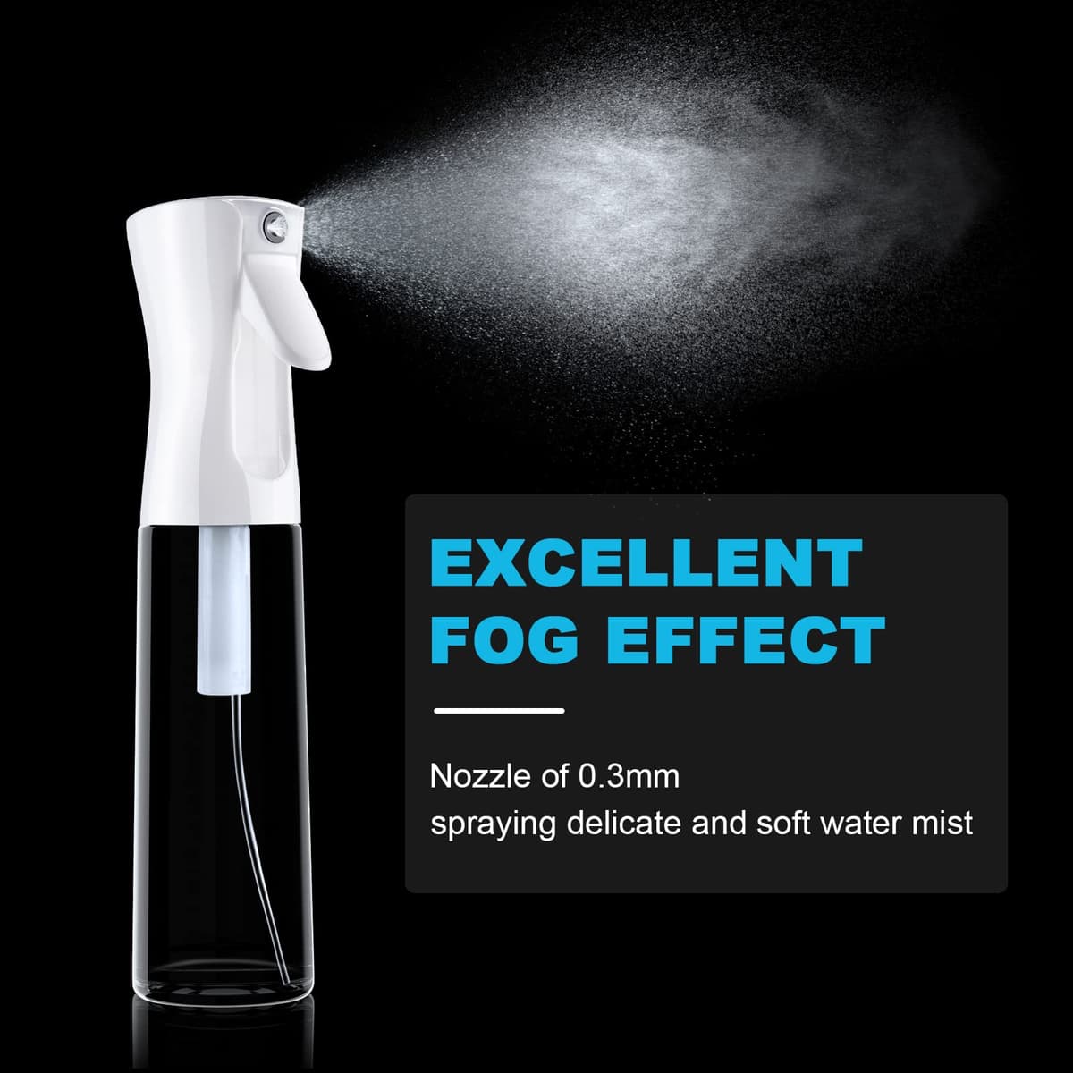 URAQT Botella Pulverizador Agua Peluqueria, 300ml Fina Niebla Pulverizador Continuo, Frascos de Spray Vacio Recargable para el Cabello, Peinado, Planta, Mascota, Limpieza(blanco) — view 2