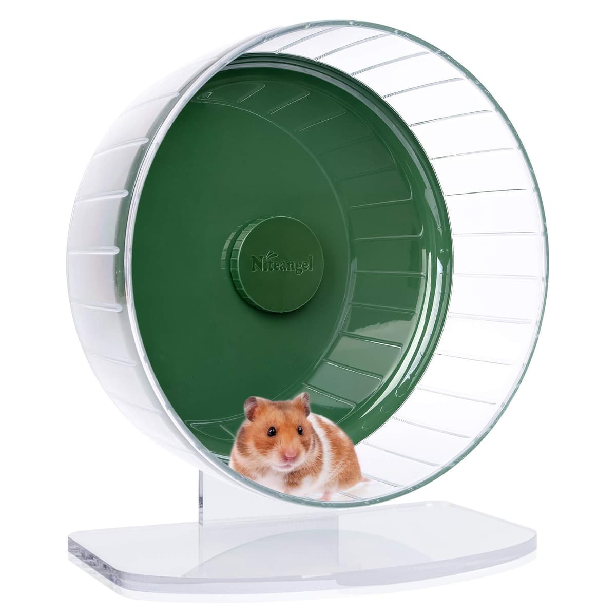 Niteangel Super Silent Hamster Exercise Wheels - Quiet Spinner Hamster Running Wheels with Adjustable Stand for Hedgehog Gerbils Mice Or Other Small Animals (Large, Transparent) — view 15