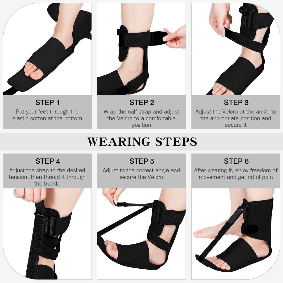 exhood Upgraded Plantar Fasciitis Night Splint, Adjustable Straps Plantar Fasciitis Relief, Supportive Foot Braces with Arch Cushion for Achilles Tendonitis, Foot Drop & Heel Spur Pain Relief Day — view 5