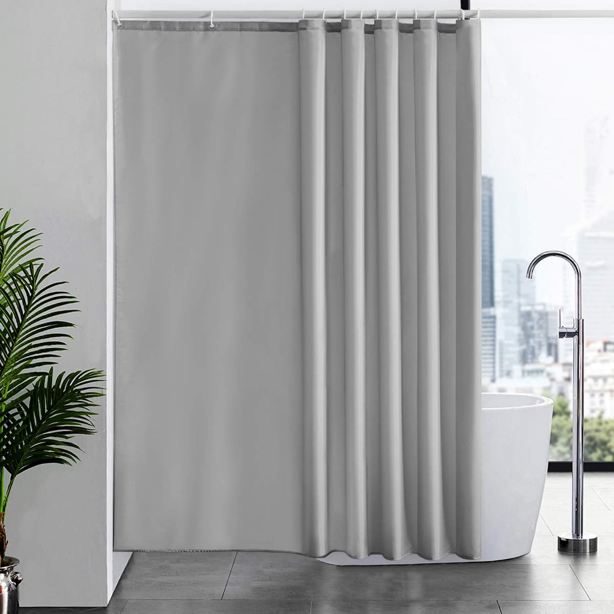 Furlinic Cortina Ducha 200x200cm Antimoho Impermeable Lavable Blanco Tela Poliéster Grandes Cortinas de Baño con 12 Aros de Cortina Ducha. — view 22