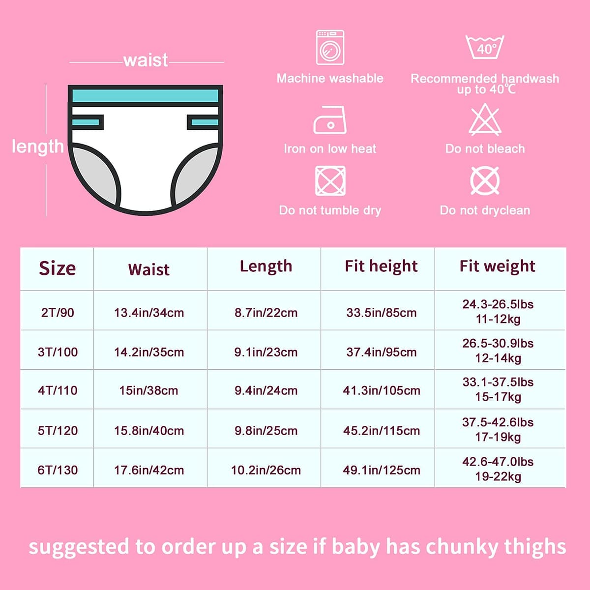 FLYISH DIRECT Baby Training Pants Potty Training Pants Toddler Potty Training Underwear for Toilet Training Underwear, 6 Packs, Age 2, Pink — view 4
