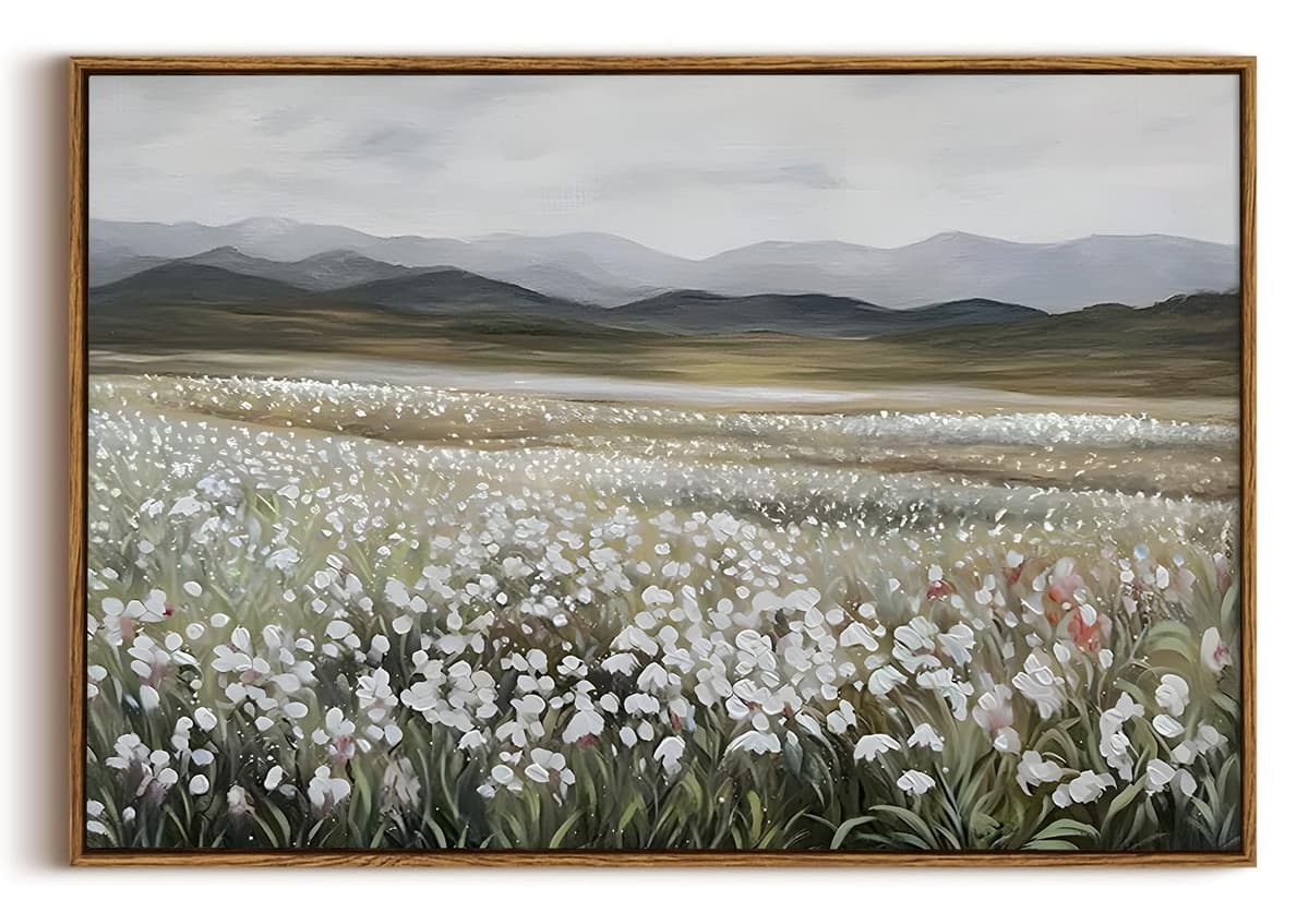 OIQArtOIQ Framed Canvas Wall Art,Vintage Decor,Landscape Nature Country Wildflower Paintings Farmhouse Pictures Modern Artwork Rustic Fall Flower Prints Cottagecore Office Living Room Bedroom Bathroom — view 49