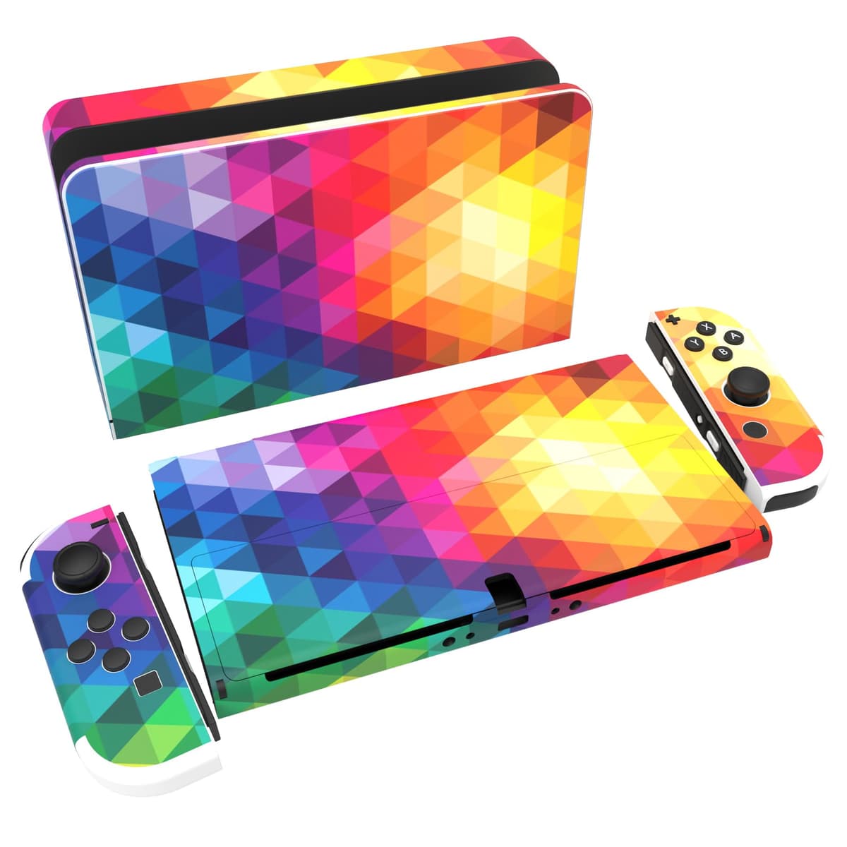 playvital Full Set Protective Stickers for Nintendo Switch OLED Model, Customized Vinyl Decal Skins for Switch OLED Console & Joycon & Dock & Grip - Nebula Galaxy — view 29