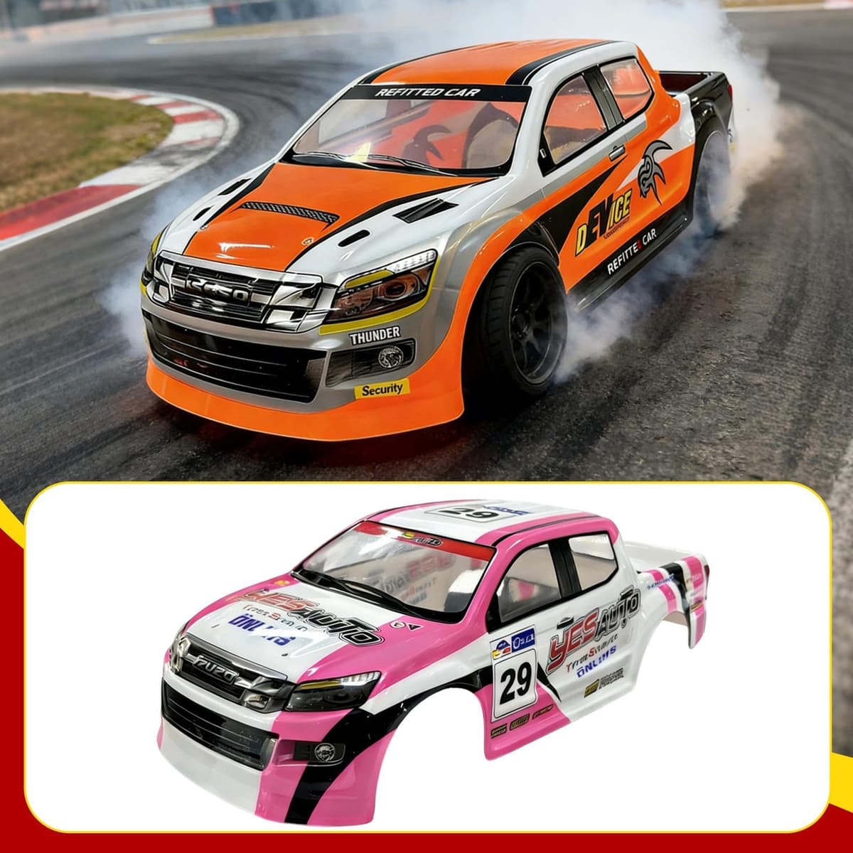 F Fityle Carcasas de carrocería para Coche RC Resistentes a 1/10, Accesorios de Repuesto Profesionales, Suministros, instalación Sencilla, Carcasas de, Rosa — view 5