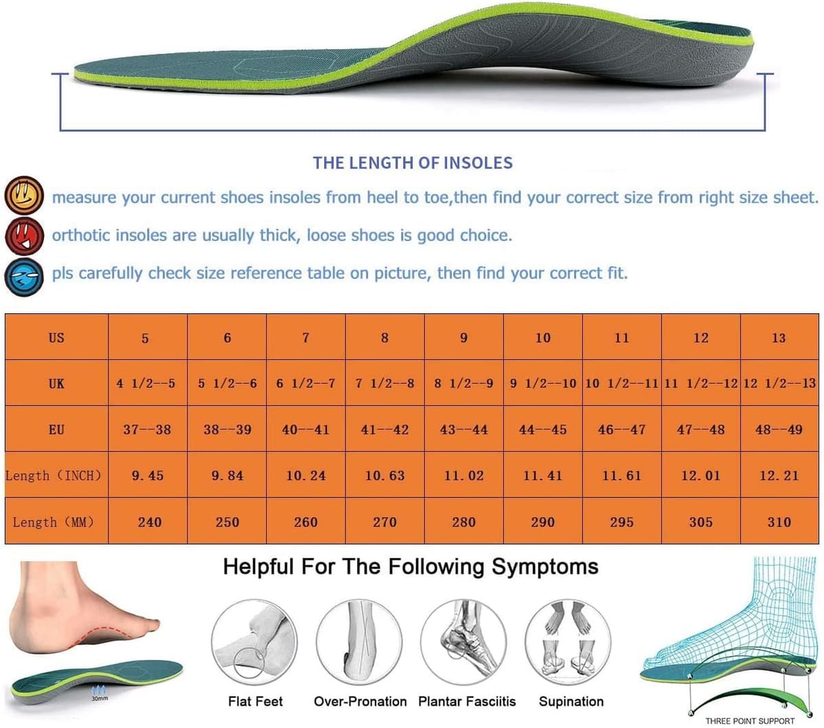 Plantar Fasciitis Arch Support Orthopedic Insoles Relieve Flat Feet Heel Pain Shock Absorption Comfortable Insoles — view 6
