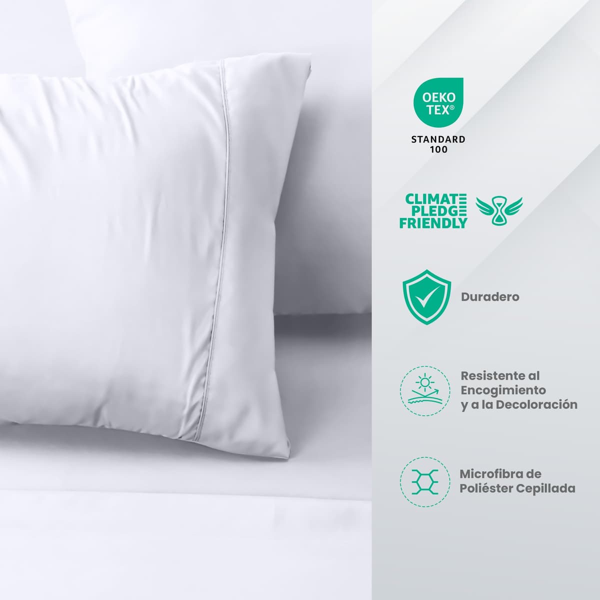 Utopia Bedding Juego de Sabanas 4 Piezas 150x200 - Poliéster Microfibra Cepillada - Oeko-Tex Certificado - Sábana Bajera, Sábana Plana y 2 Fundas de Almohada 50x75 (Cama 150, Blanco) — view 4