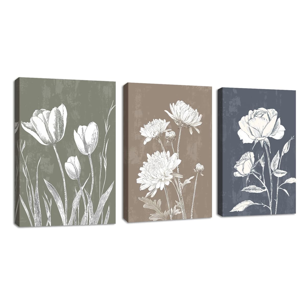 3Pcs Blue Grey Zen Canvas Wall Art, White Lotus Flowers Butterfly Meditation Spiritual Wall Paintings White Lotus Blooming on Stones in Lake Wall Pictures Room Decor for Yoga Spa Room Decor 30x40cmx3 — view 31