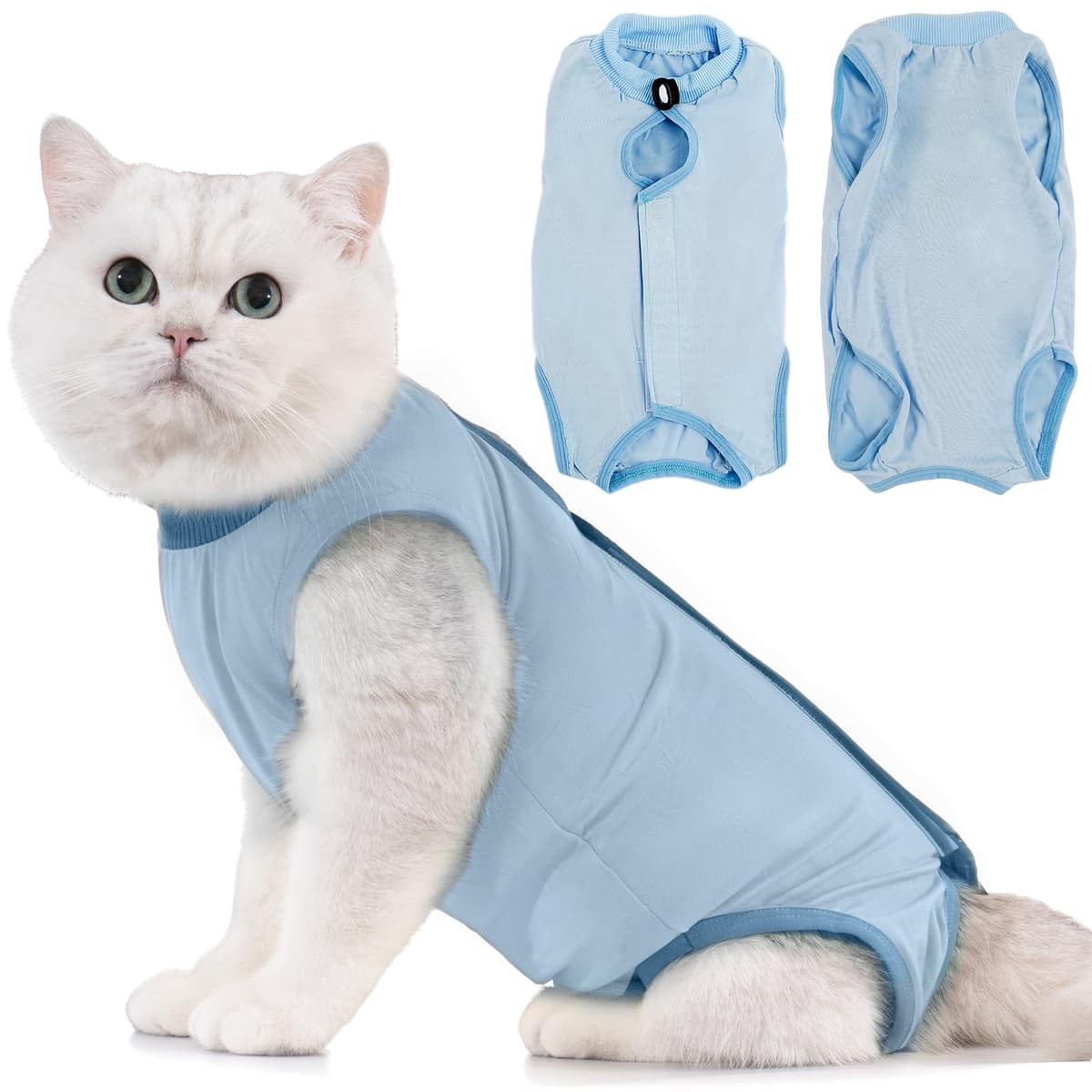 Avont Traje de Recuperación para Gatas Esterilizadas, Ropa Postoperatoria Protectora Antilamido, Chaleco para Cirugía y Heridas Abdominales (Gris Oscuro,L) — view 8