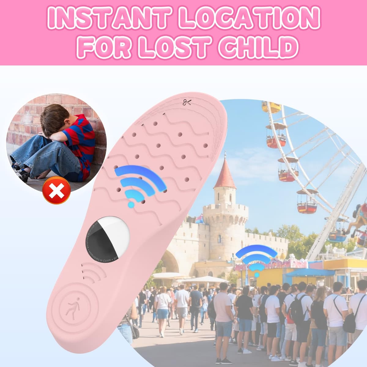 AXFEE Plantillas para Air-tag Dispositivo, Oculto Air Tag GPS Tracker Funda Protectora, Instalación Segura, para Plantillas ProtecToras Air tags para Niños y Personas Mayores, Rosa(135-150mm) — view 5