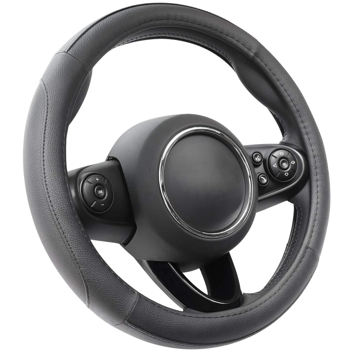 COFIT Microfiber Leather Steering Wheel Cover, Anti-slip Universal Protective Wrap, Car SUV Truck Interior Decor Accessories, Size S 35.5-36cm Black