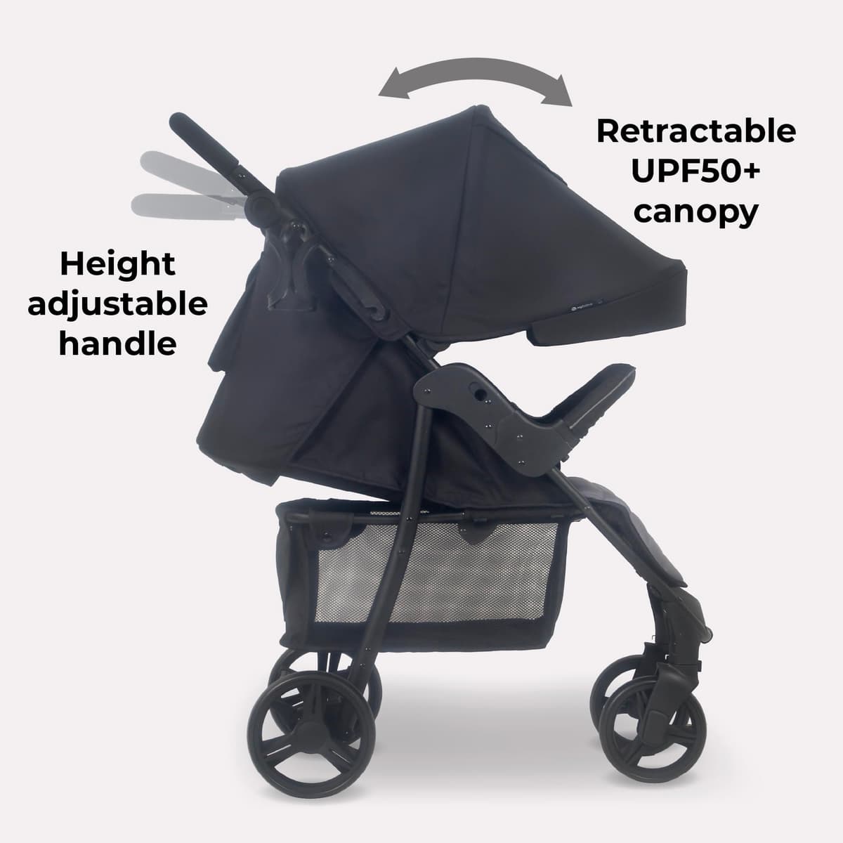 My Babiie MB30 Pushchair – from Birth to 4 Years (22kg), Easy Compact Fold, Large Shopping Basket, Adjustable Handle, Stroller Includes Cup Holder, Rain Cover – Black & Grey — view 5