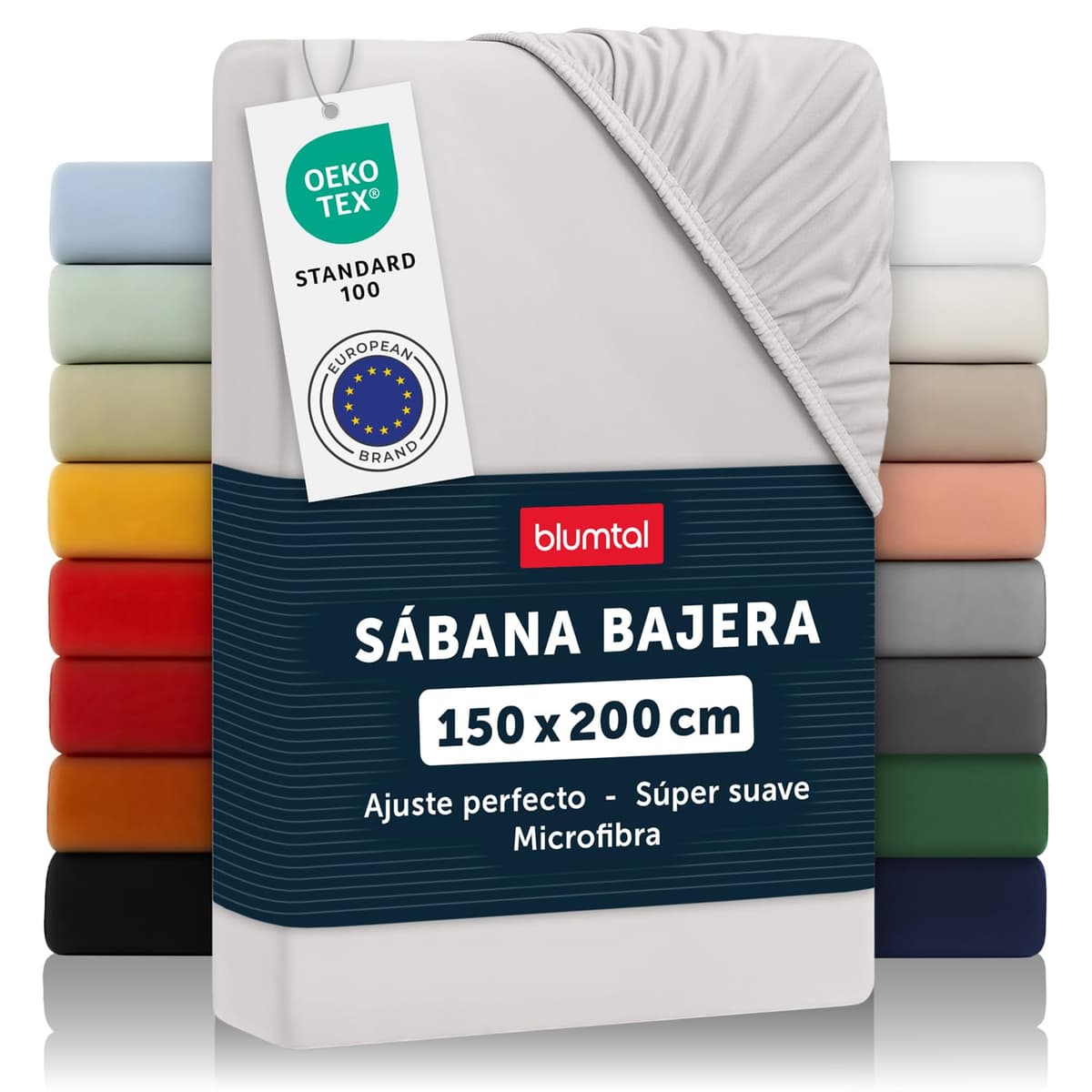 Blumtal Basics - Juego de 1 sábana Bajera de 150 x 200 cm, 150 x 200 cm, Microfibra, Suave, Resistente, Antiarrugas, con certificación Oeko-Tex Moonlight Grey