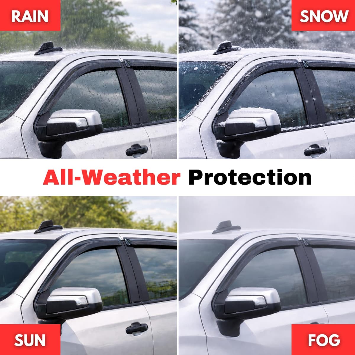 KPY Rain Guards Fit for 2015-2026 Ford F150 SuperCrew, Out-Channel Window Visor Vent Deflector 4PC, Truck Accessories for 2017-2026 F150 Raptor F250 F350 F450 F550 Super Duty Crew Cab (Full-Size Cabs) — view 7