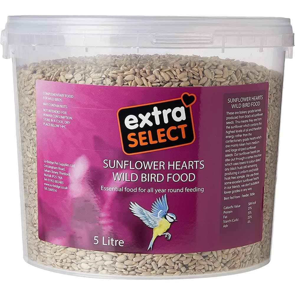 Extra Select Sunflower Hearts Bird Food - Husk-Free, Oil Rich, High Energy Wild Bird Seed for Year Round Feeding - 3 Litre Bucket — view 12
