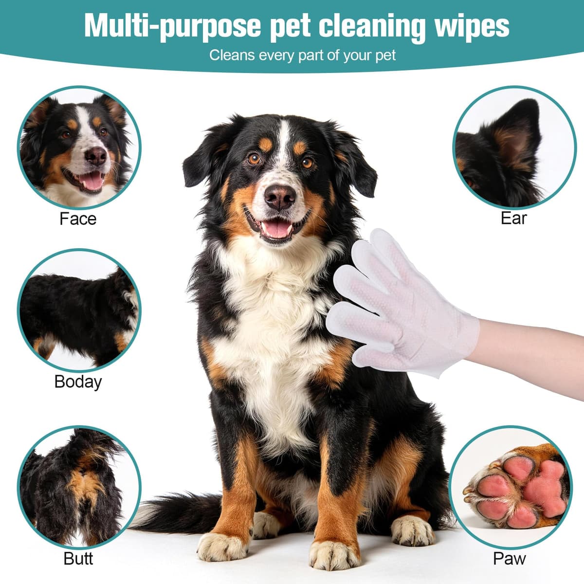 24 Piezas Guantes Lavar Perro Guantes Limpieza Hipoalergénicas Pet Wipes Guantes Cuidado Mascota para la Limpieza y el Cuidado Diario De Perros y Gatos — view 3
