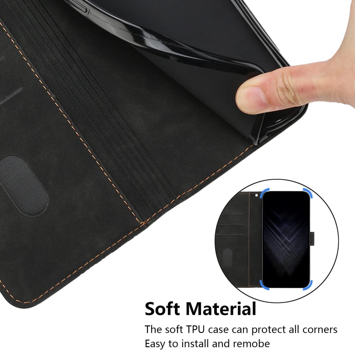 Funda para Xiaomi Mi Note 10/Mi Note 10 Pro/Xiaomi Mi CC9 Pro, PU Cuero Flip Carcasa Fundas Móvil de Tapa Libro Caso Piel PU Billetera Tarjetero Case Telefono Cubrir Móvil Phone Cover (Negro) — view 4