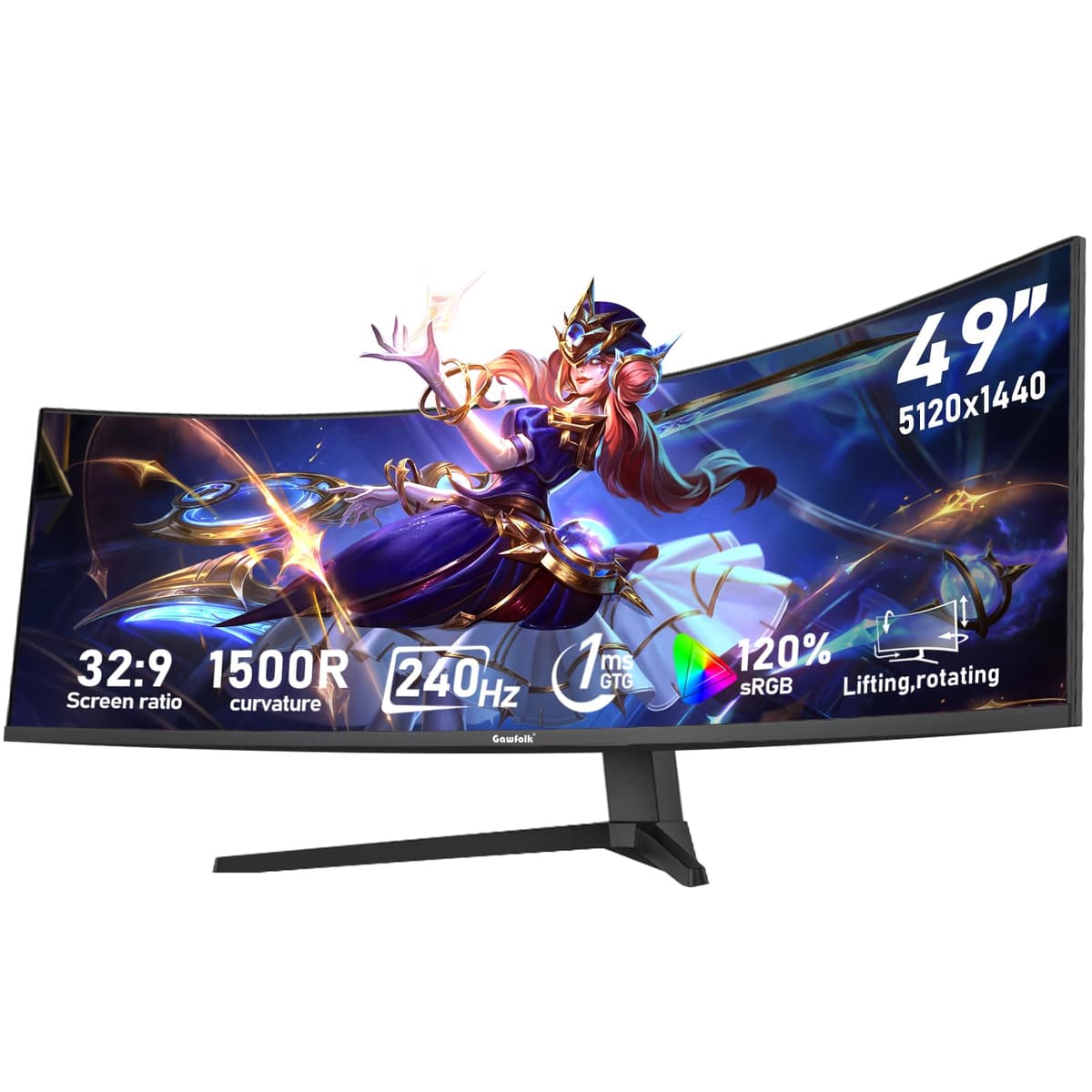 Gawfolk 27 inch IPS PC Screen, 4K Gaming Monitors 160Hz, 1ms,AdaptiveSync, 100%sRGB, 178° Wide Viewing Angle, HDMI 2.1, DisplayPort,Height-adjustable and swivel,75*75MM Wall Mount Compatible - Black — view 13