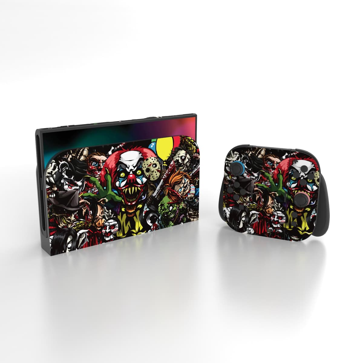 PlayVital 2 Sets de Fundas Adhesivas de Vinilo para Nintendo Switch 2 (2025), Pegatinas Personalizadas para Consola, Grips, Dock y Agarre, Protector Decorativo Completo (Fiesta de Miedo) — view 3
