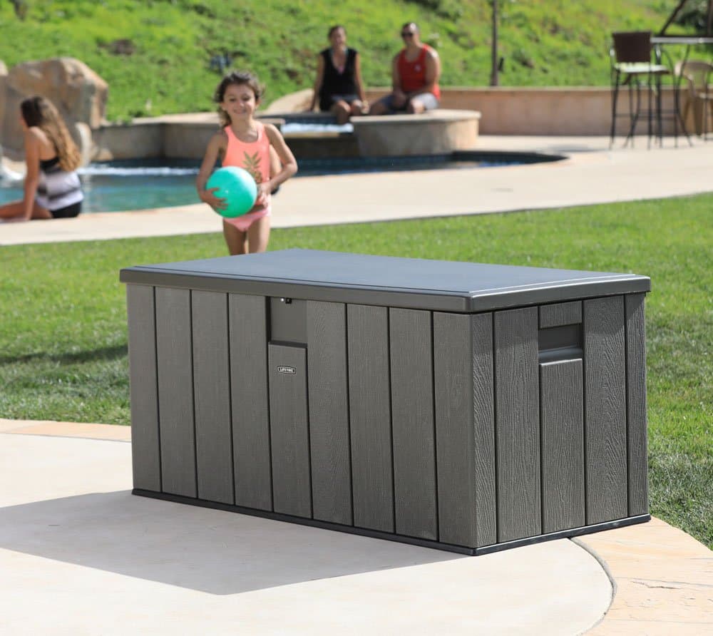 LIFETIME Plastic Wood Grain Textured Storage Box Desert Sand/Grey, 151x72x69 cm — view 2