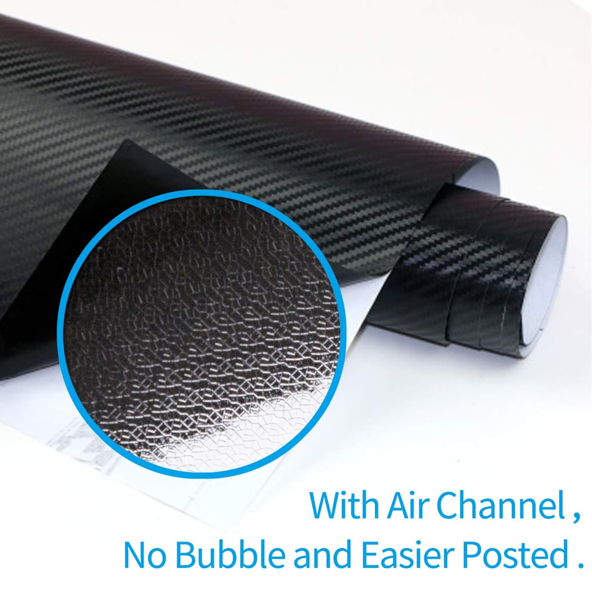 Carbon Fibre Vinyl Wrap Roll with Plastic Scrapers, 1500 x 300 mm Self-Adhesive Vinyl Sticker Tape for Cars Auto and Motorcycle DIY, Interior/Exterior, Textured 3d Effect, Matt Black — view 3