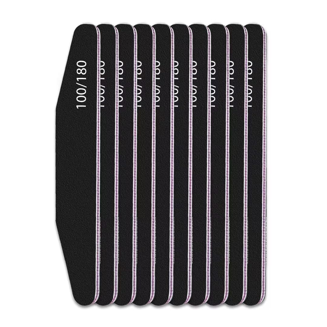 elzle 10 PCS Professional Nail Files Set, 100/180 Grit Double-Sided Washable Emery Board Nail File, Manicure Pedicure Pet Grooming Tools for Home and Salon Use, Half-Moon (White) — view 8