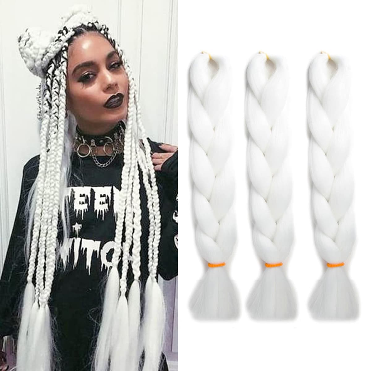 60cm Extensiones de Pelo Trenzas Africanas Castaño Oscuro Extensiones para Trenzas Africanas 1 pcs 100g Kanekalon Pelo para Trenzas Africanas Sintetico Extensiones de Trenzado Cabello Braiding — view 111