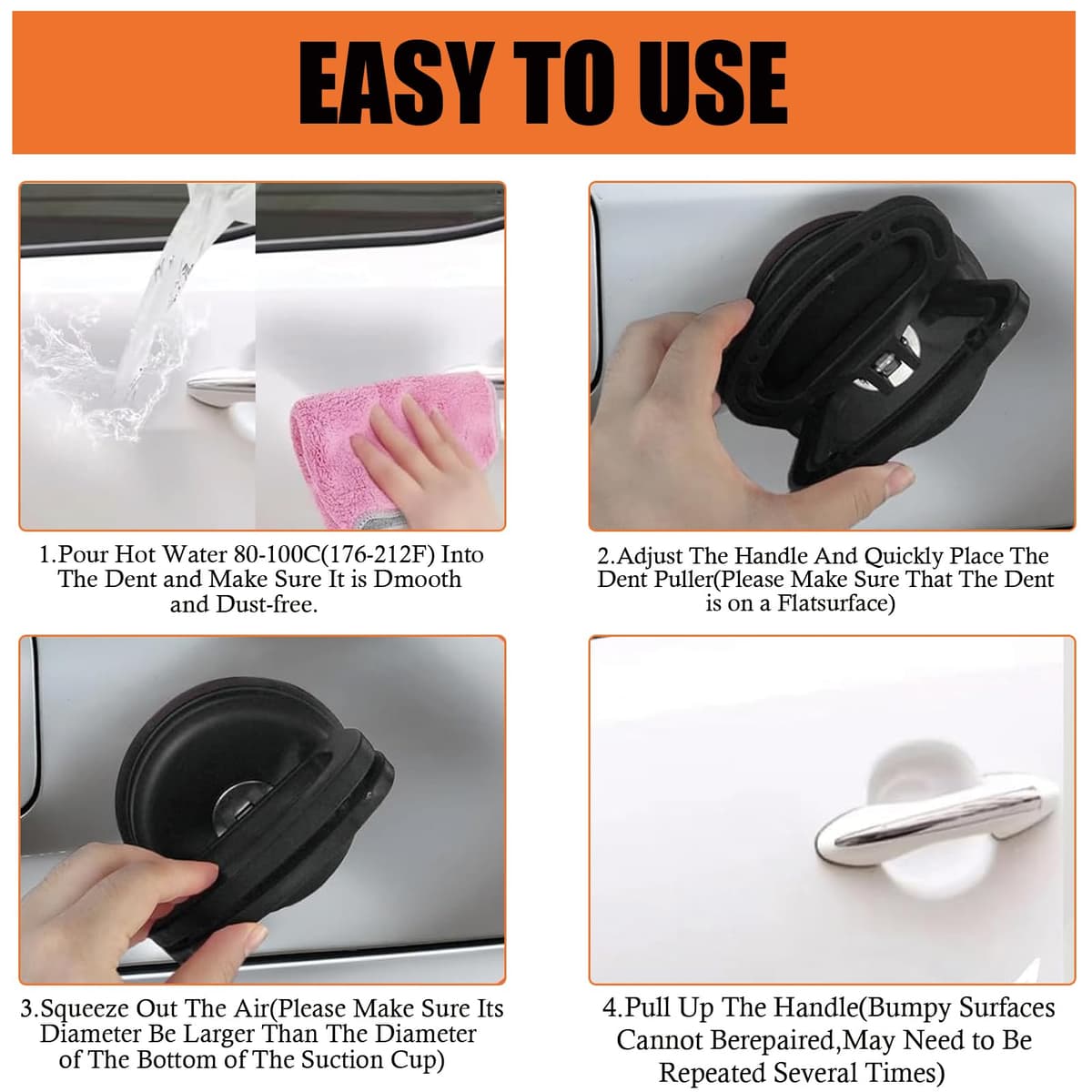 YcsRnn 3 Pack Car Dent Puller, Dent Removal Kit for Automotive Bodywork, DIY Dent Repair Tool with Suction Cups, Suitable for Smooth Surface Imperfections and Household Tasks — view 4