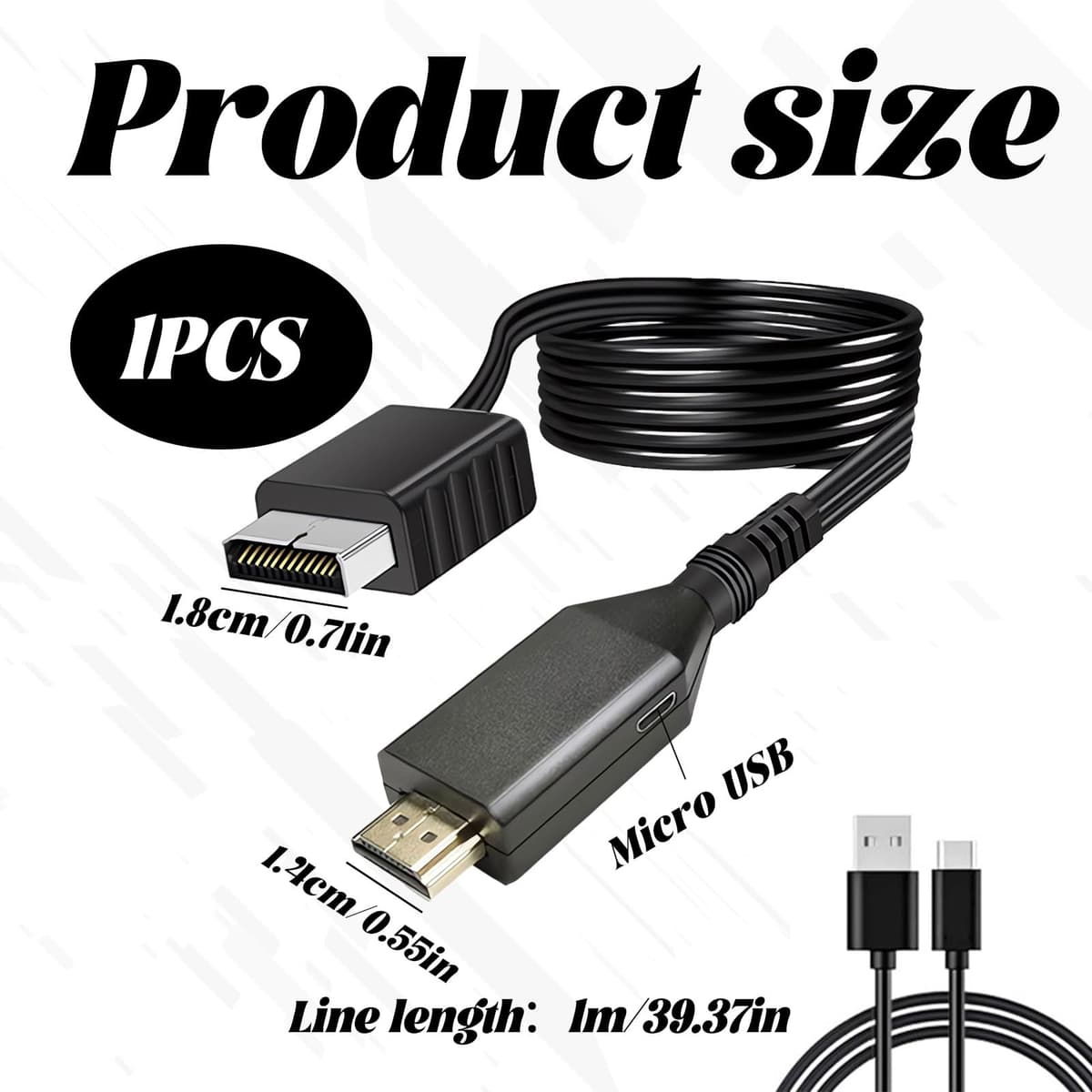 Heyung PS2 to HDMI Converter Cable,Compatible with PS2/PS1 to HDMI Video Audio Adapter,Multifunctional H DTV 720P/1080P Monitor Projector Plug for PS1/PS2 Game Consoles,Projector,Monitor — view 2