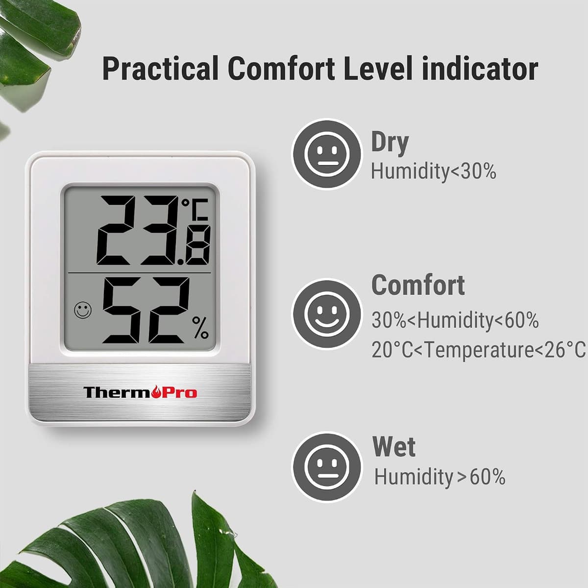 ThermoPro TP49-2 Digital Room Thermometer Indoor Hygrometer Mini Temperature Monitor Humidity Meter for Home Office Air Comfort Thermo Hygrometer — view 5