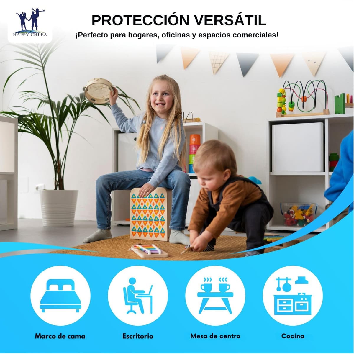 Happy Chlea 20 Protector Esquinas Bebé de Goma con Tecnología Espuma Activa + 2 Cierres Seguridad Cajones, Esquineras para Cama, Mesa y Muebles — view 4