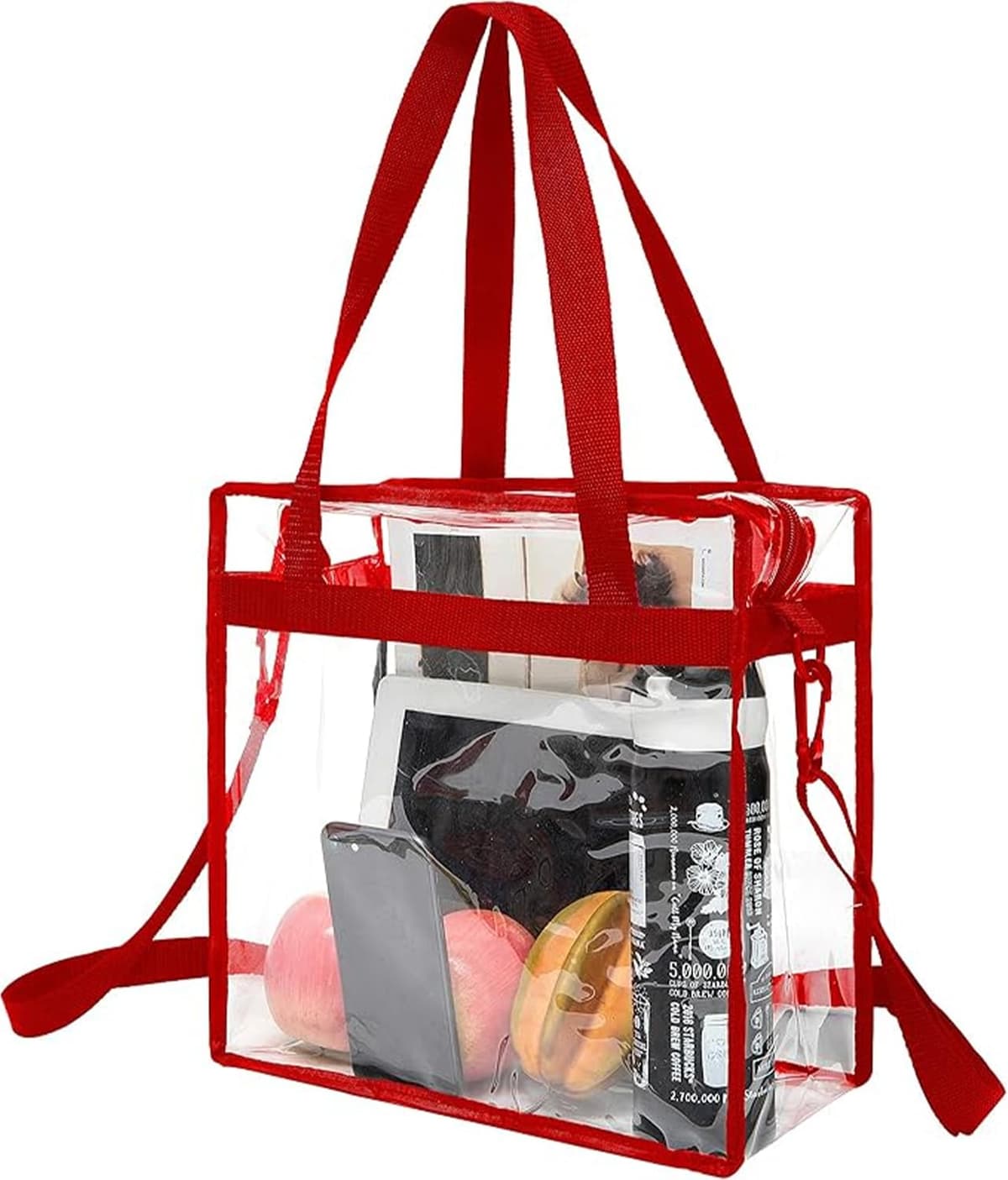 BAGAIL Clear Bags 12x6x12 Stadium Approved Clear Tote Bag with Zipper Closure Crossbody Shoulder Bag with Adjustable Strap — view 8