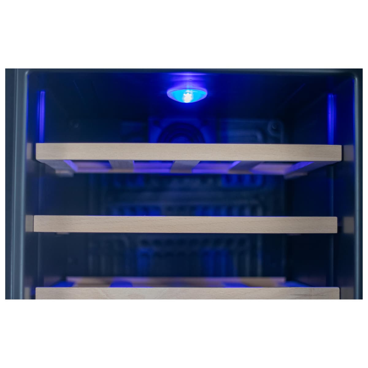 HYE Wine Cooler - Wine Fridge With 20 Bottle/62L Storage, 43CM Width, Wooden Shelves, LED Top Lighting, Temperature Range Adjustment, 40 dB Operation, Perfect For Enthusiasts - RF01WC20B31 — view 4