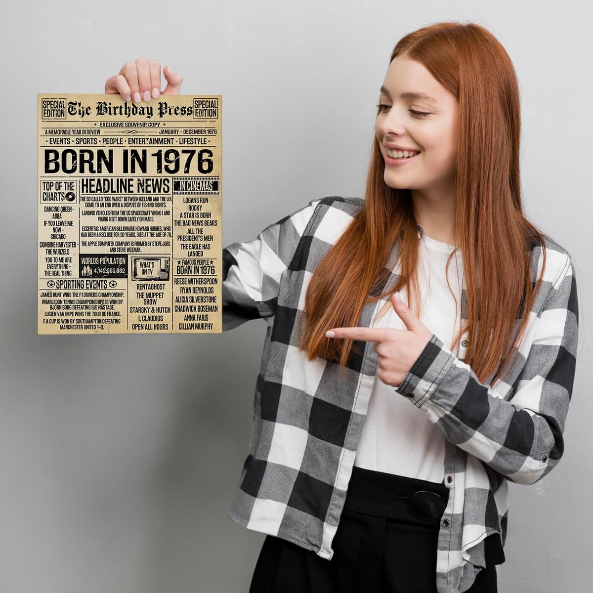 Stuff4 50th Birthday Poster Unframed - Born In 1976 Vintage Newspaper - Happy 50th Birthday Gifts for Women Men Retro Back In 1976, 8x10 Inch Decor Decoration Bday Party — view 6