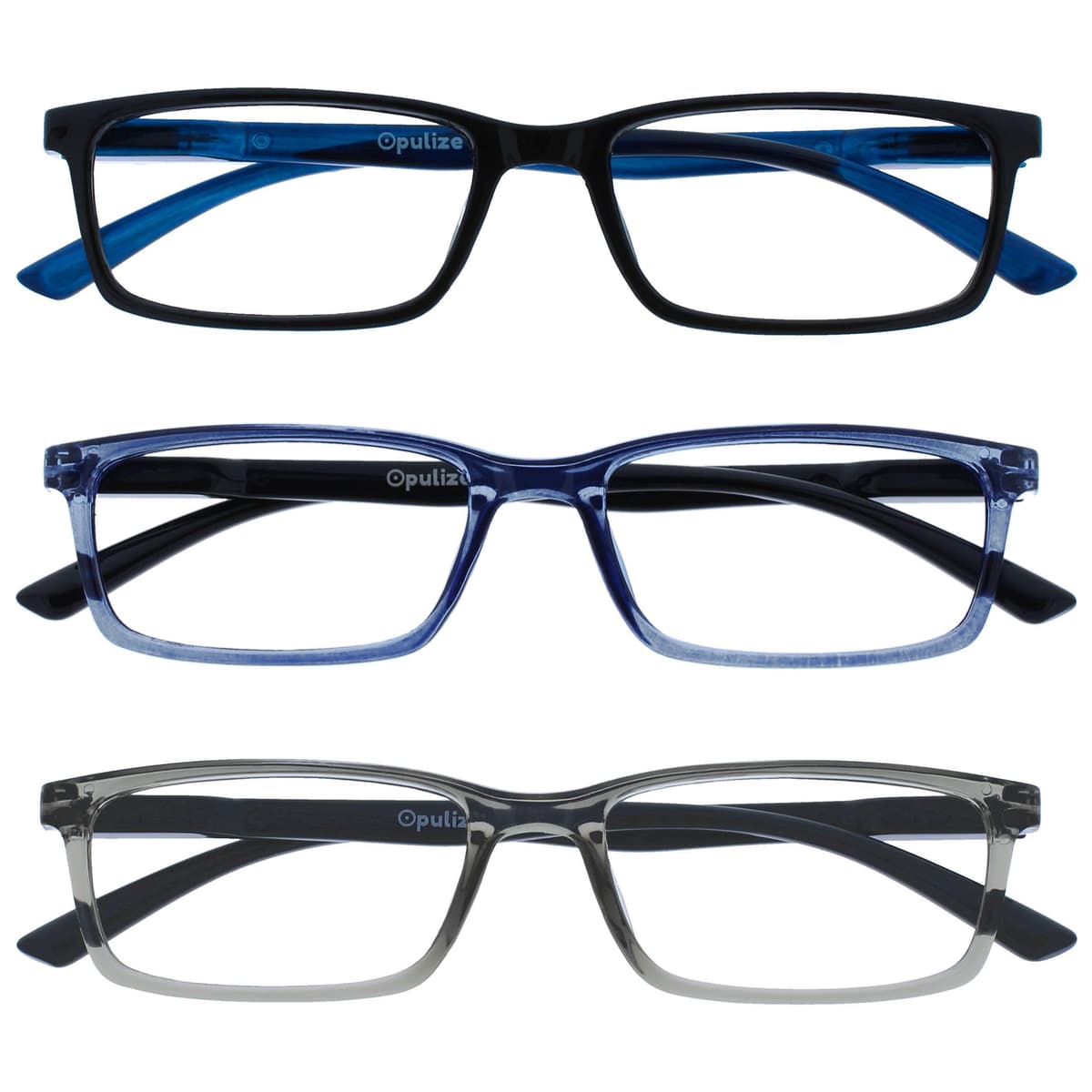 OPULIZE SEE Blue Light Blocking Reading Glasses for Men Women Anti Glare Lenses UV Protection Rectangular, 3 Pack - Black/Brown/Blue — view 41