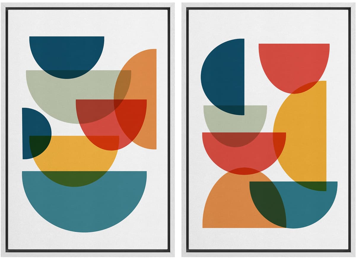 MUDECOR Framed Canvas Print Wall Art Set Watercolor Pastel Duotone Tan Landscape Abstract Shapes Illustrations Modern Art Decorative Contemporary for Living Room, Bedroom, Office - 24"x36"x2 Natural — view 10