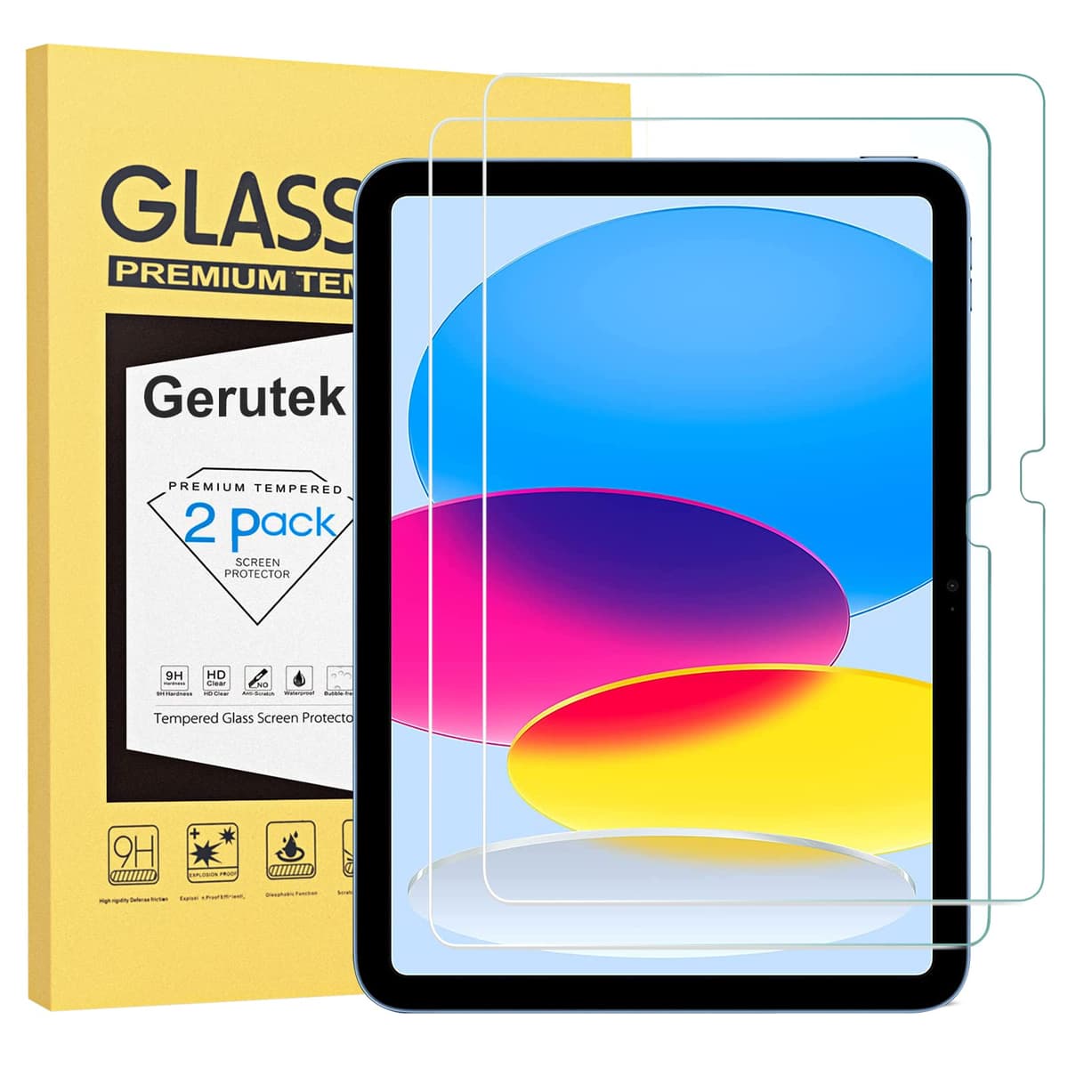Gerutek [2 Piezas Protector Pantalla para iPad 11ª A16 / iPad 10ª Gen (2025/2022), 11/10,9 Pulgadas, Dureza 9H, HD Transparente, Antiarañazos, Sin burbujas, Antihuellas, Cristal Templado para iPad A16