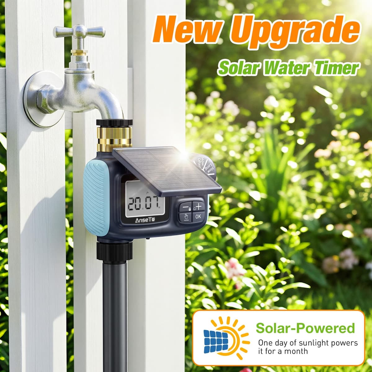 Programa de Riego Automático,LCD Temporizador de Riego Compatible con Carga Solar y Tipo C, con Temporizador Automático,para Riego de Jardines,Céspedes,Huertos o en Temporada — view 2