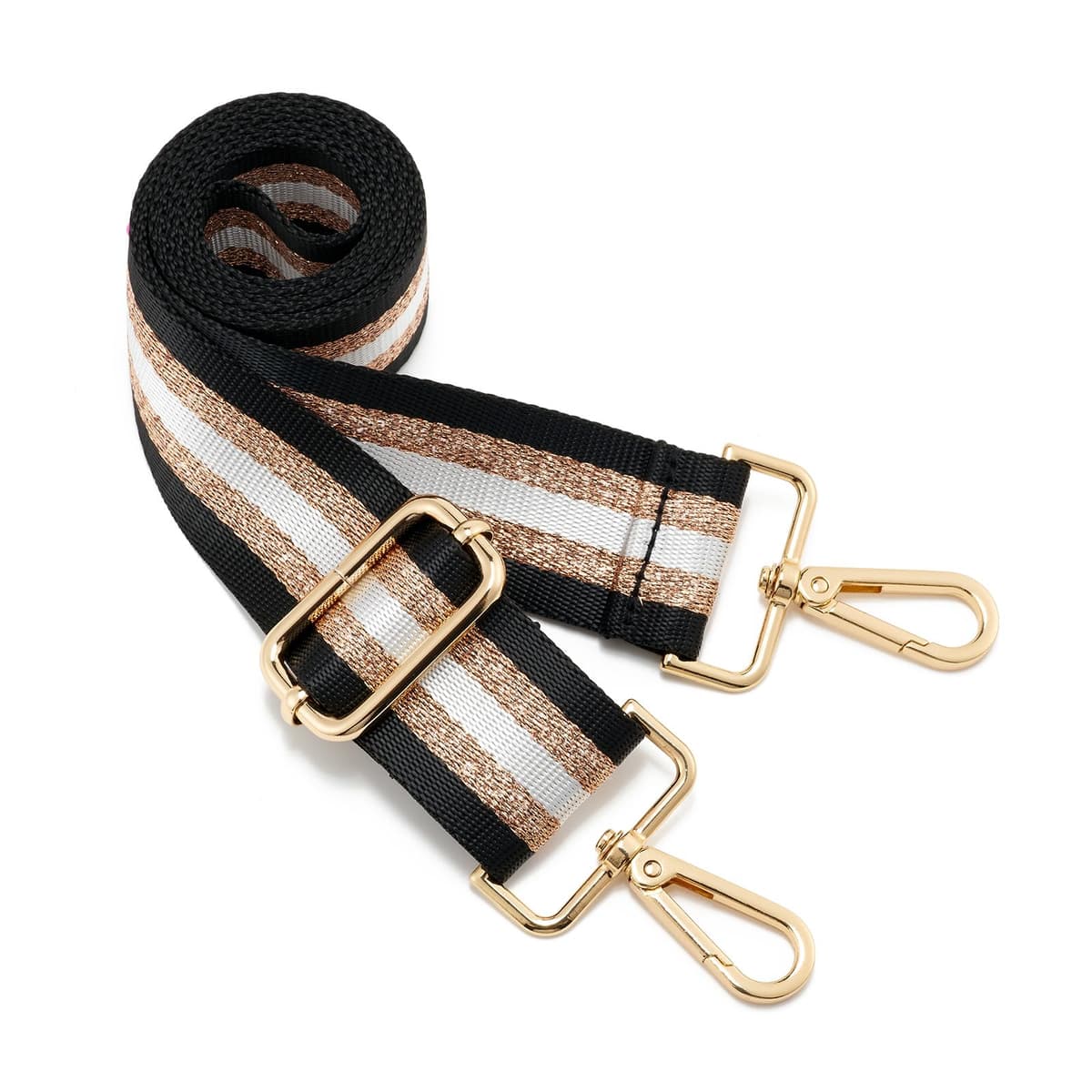 ZOOEASS Wide Shoulder Strap, Guitar Style Adjustable Purse Strap with Gold Buckle Replacement Woven Crossbody Straps for Handbags((3.8CM) Shining Black)