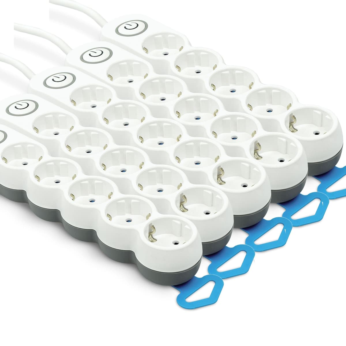 Garza Power - Regleta de 4 enchufes, con Interruptor, Enchufe Plano, Ladrón múltiple 1.4 Metros, Protección Infantil, Color Blanco, Gama Design — view 14