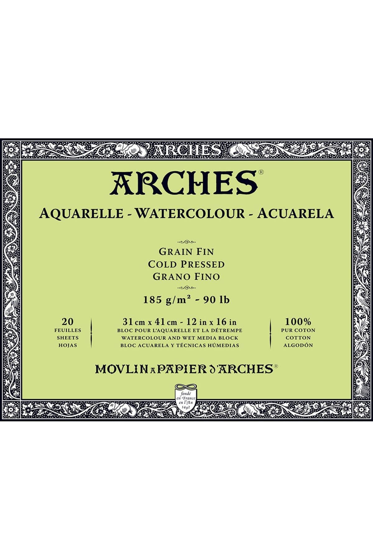 Arches - Papel de acuarela, bloc 12 hojas engomado 1 lado, grano fino, 300 g/m², 23 x 31 cm — view 21