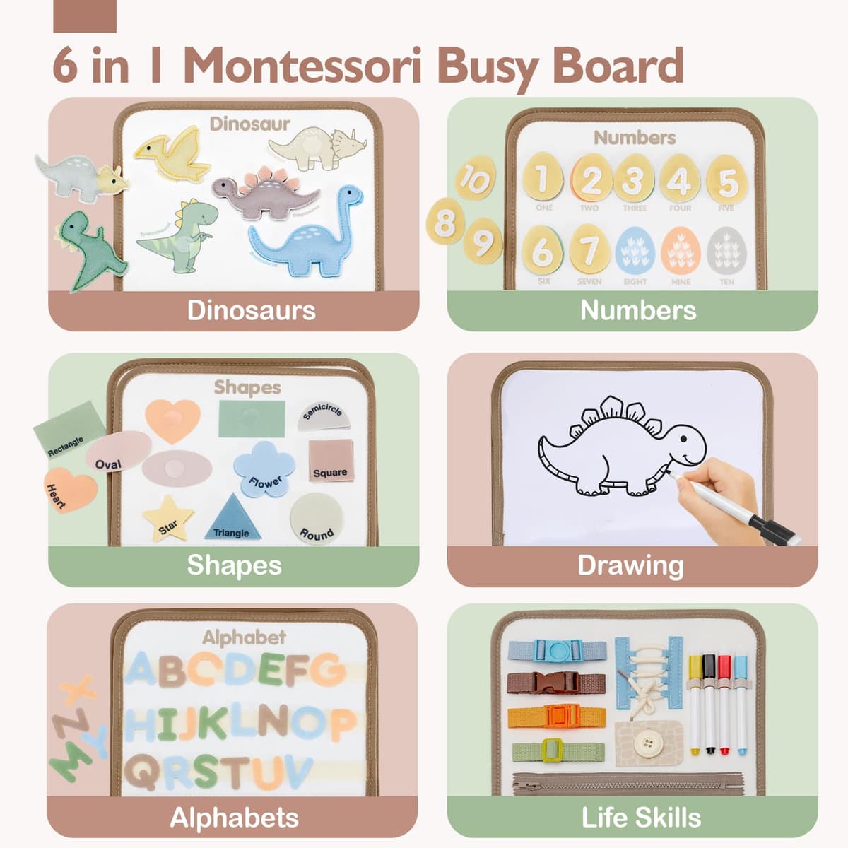 hahaland Busy Board Juguetes Montessori 2 Años, 4 Capas Tablero Montessori de Actividades, Portátil Activity Board Juegos de Viaje Regalos Niños 2 3 Años — view 2