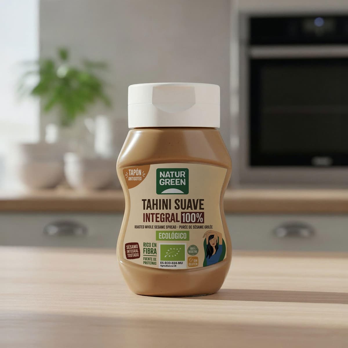 NaturGreen - Tahini Suave Integral Bio, 270 g, Tapón Antigoteo, Puré de Sésamo 100% Ecológico, Textura Cremosa, Rico en Fibra, Sin Gluten ni Azúcares, Fuente de Proteínas, Recetas Saludables — view 4
