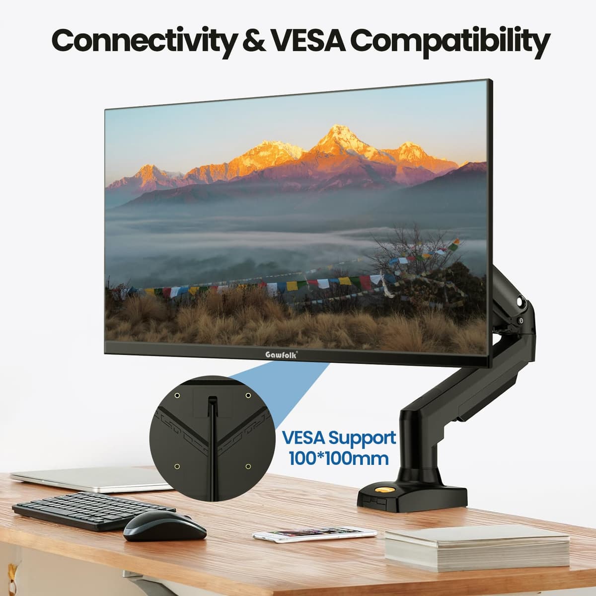 Gawfolk 32 inch 4K PC Monitor, UHD 3840 x 2160p 60HZ Computer Monitors VA Screen for Home & Office, Support HDMI 2.0, DP 1.4 (black) — view 3